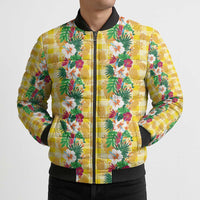Hawaiian Palaka Bomber Puffer Jacket Hibiscus Pineapple Lei - Polynesian Pride