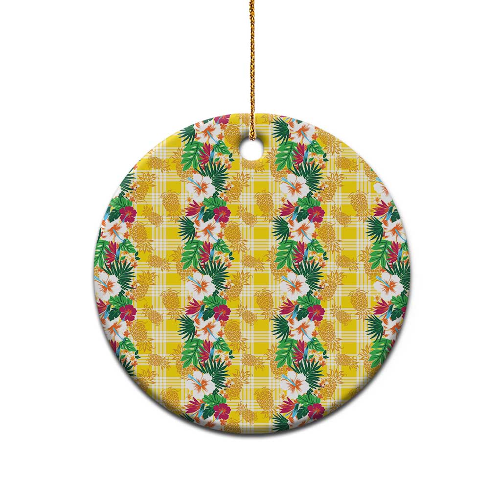 Hawaiian Palaka Ceramic Ornament Hibiscus Pineapple Lei - Polynesian Pride