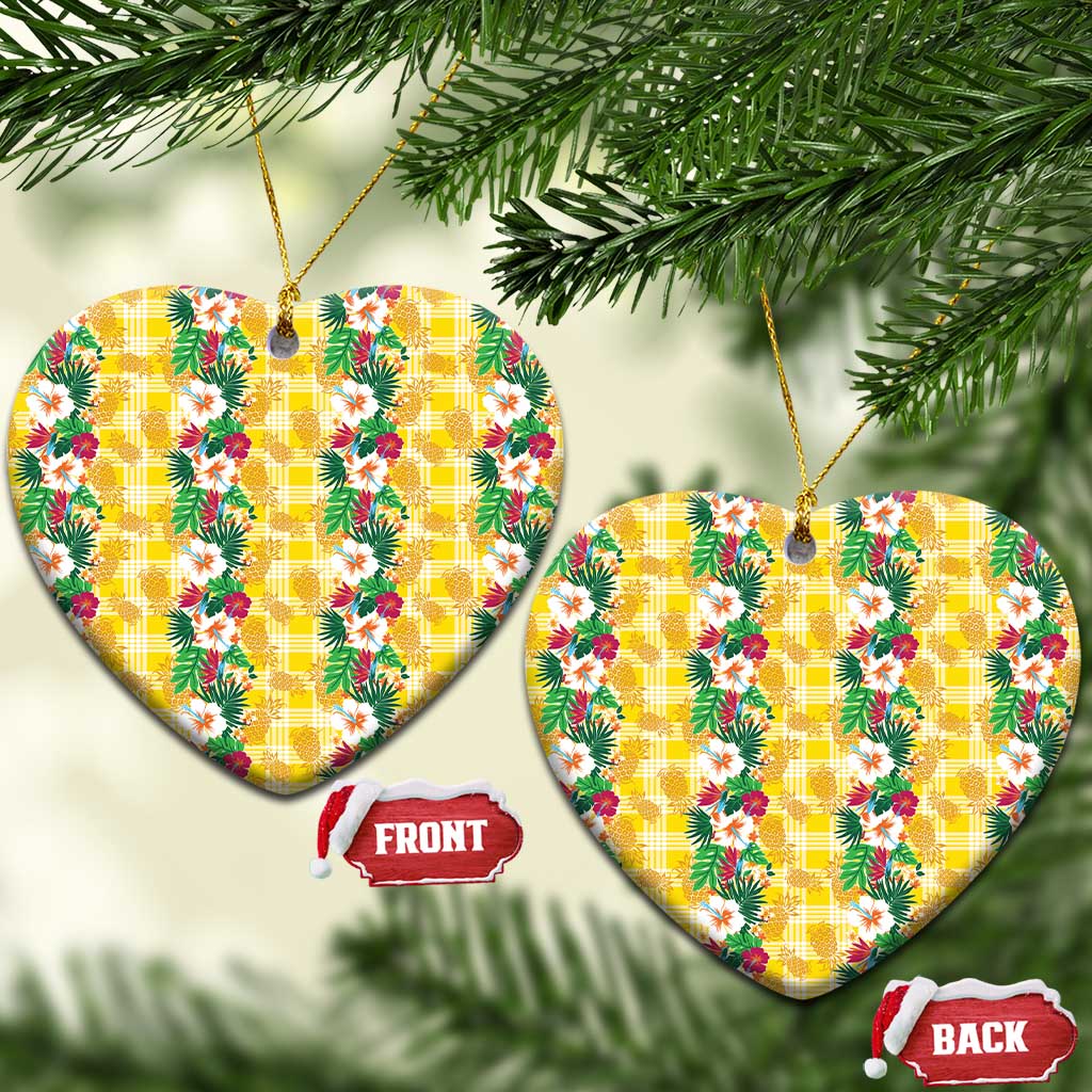 Hawaiian Palaka Ceramic Ornament Hibiscus Pineapple Lei - Polynesian Pride