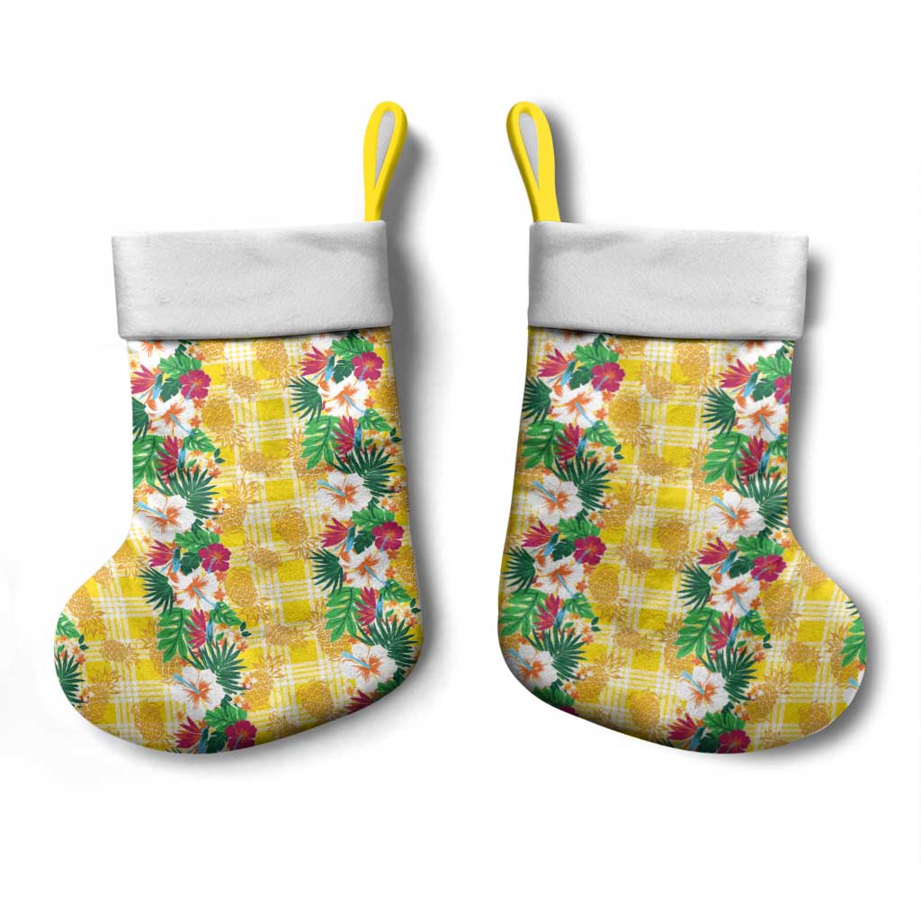 Hawaiian Palaka Christmas Stocking Hibiscus Pineapple Lei - Polynesian Pride