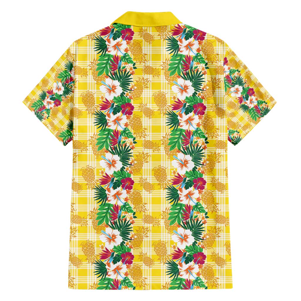 Hawaiian Palaka Family Matching Short Sleeve Bodycon Dress and Hawaiian Shirt Hibiscus Pineapple Lei - Polynesian Pride