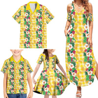 Hawaiian Palaka Family Matching Summer Maxi Dress and Hawaiian Shirt Hibiscus Pineapple Lei - Polynesian Pride