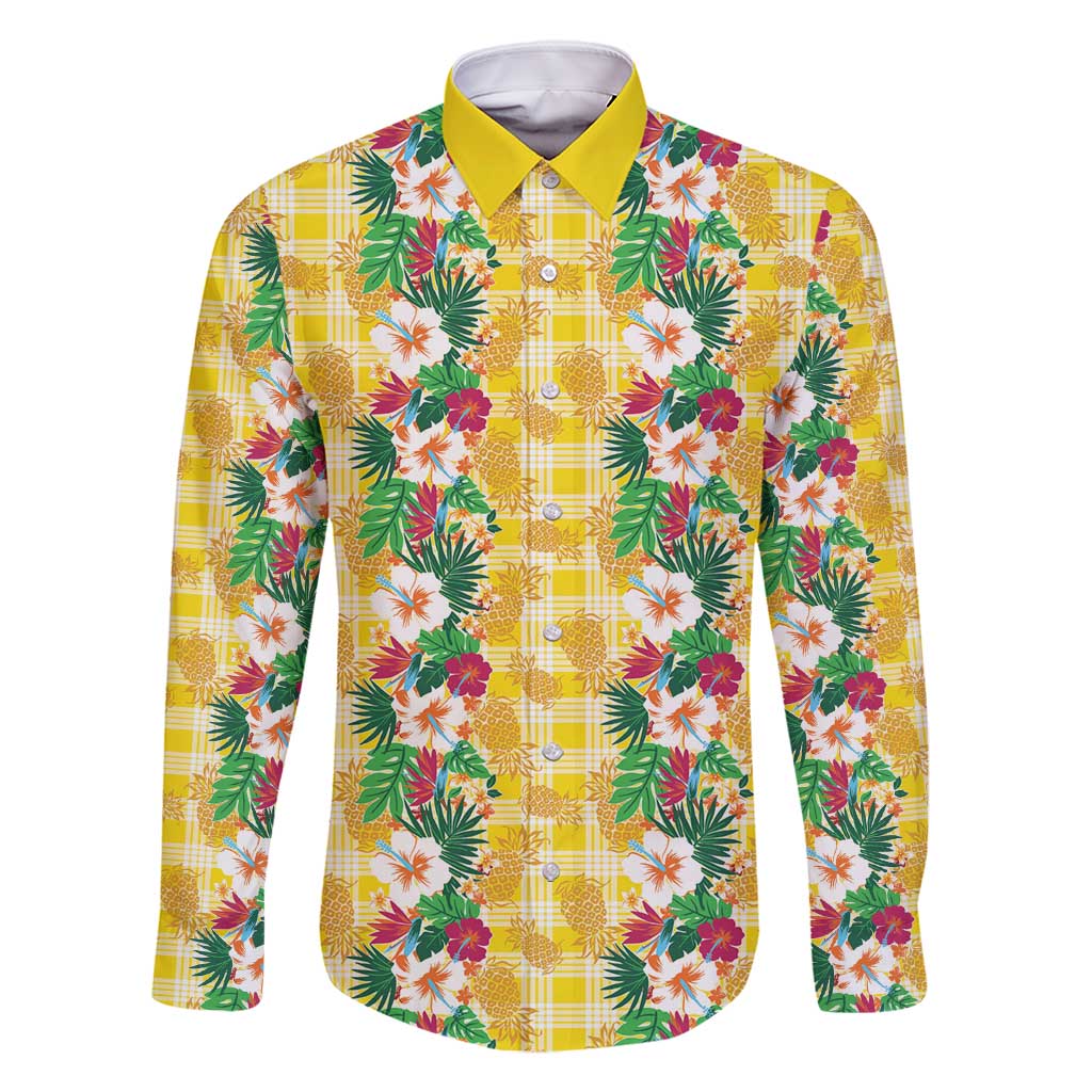 Hawaiian Palaka Family Matching Summer Maxi Dress and Hawaiian Shirt Hibiscus Pineapple Lei - Polynesian Pride