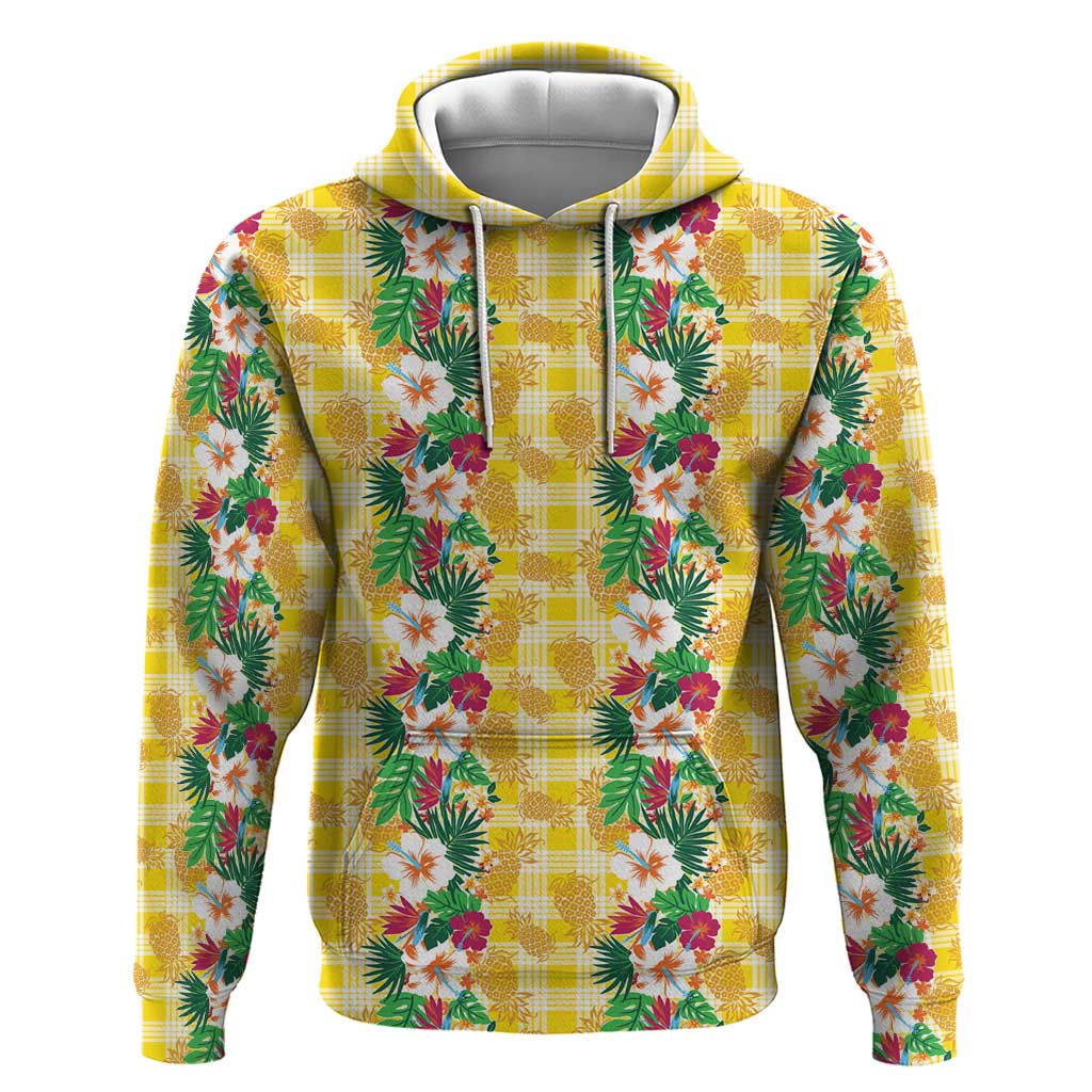 Hawaiian Palaka Hoodie Hibiscus Pineapple Lei - Polynesian Pride