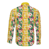 Hawaiian Palaka Long Sleeve Button Shirt Hibiscus Pineapple Lei - Polynesian Pride