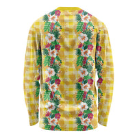 Hawaiian Palaka Long Sleeve Shirt Hibiscus Pineapple Lei - Polynesian Pride