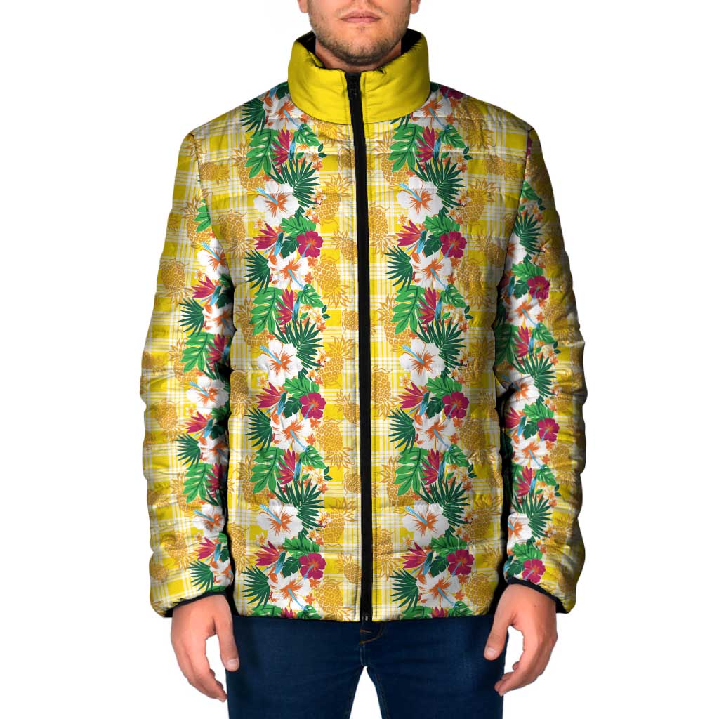 Hawaiian Palaka Padded Jacket Hibiscus Pineapple Lei - Polynesian Pride