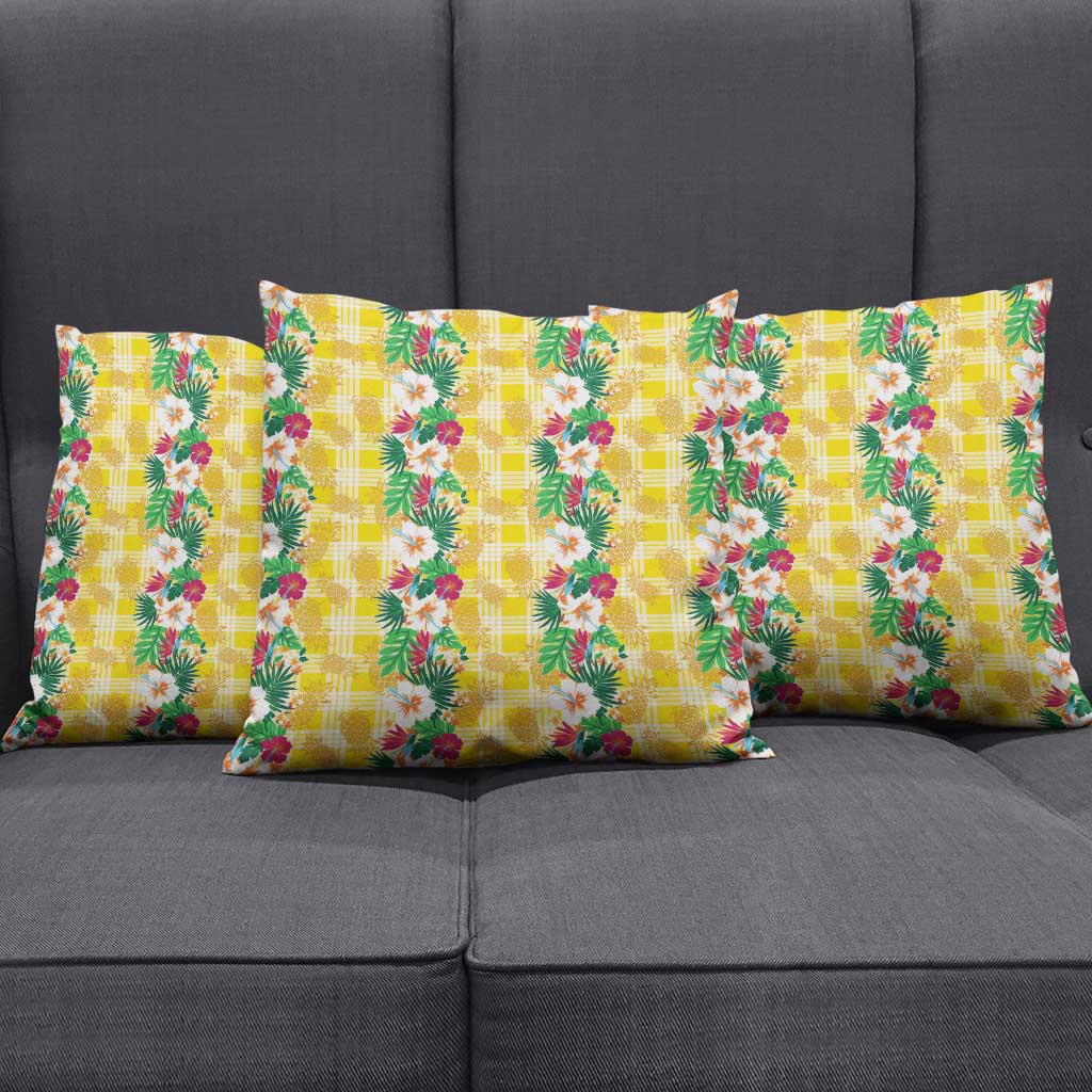 Hawaiian Palaka Pillow Cover Hibiscus Pineapple Lei - Polynesian Pride