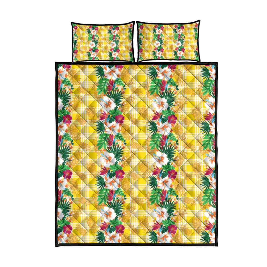 Hawaiian Palaka Quilt Bed Set Hibiscus Pineapple Lei - Polynesian Pride