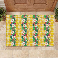 Hawaiian Palaka Rubber Doormat Hibiscus Pineapple Lei - Polynesian Pride