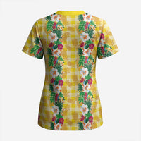 Hawaiian Palaka Scrub Top Hibiscus Pineapple Lei LT9 - Polynesian Pride