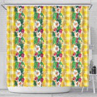 Hawaiian Palaka Shower Curtain Hibiscus Pineapple Lei - Polynesian Pride