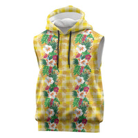 Hawaiian Palaka Sleeveless Hoodie Hibiscus Pineapple Lei - Polynesian Pride