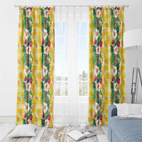 Hawaiian Palaka Window Curtain Hibiscus Pineapple Lei - Polynesian Pride