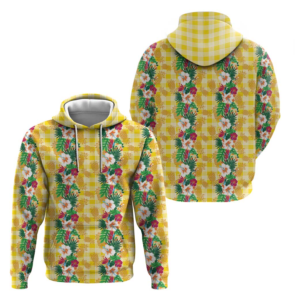 Hawaiian Palaka Zip Hoodie Hibiscus Pineapple Lei - Polynesian Pride