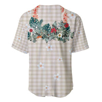 Brown Hawaiian Palaka Baseball Jersey Kukui Nut Money Lei - Polynesian Pride