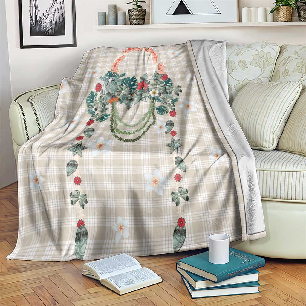 Brown Hawaiian Palaka Blanket Kukui Nut Money Lei - Polynesian Pride