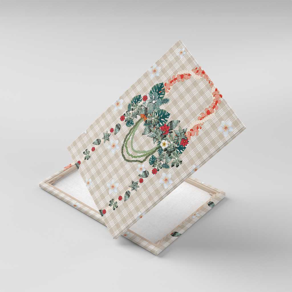 Brown Hawaiian Palaka Canvas Wall Art Kukui Nut Money Lei - Polynesian Pride