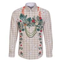 Brown Hawaiian Palaka Family Matching Puletasi and Hawaiian Shirt Kukui Nut Money Lei - Polynesian Pride