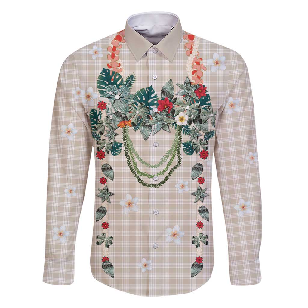 Brown Hawaiian Palaka Family Matching Short Sleeve Bodycon Dress and Hawaiian Shirt Kukui Nut Money Lei - Polynesian Pride