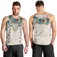 Brown Hawaiian Palaka Men Tank Top Kukui Nut Money Lei - Polynesian Pride
