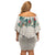 Brown Hawaiian Palaka Off Shoulder Short Dress Kukui Nut Money Lei - Polynesian Pride
