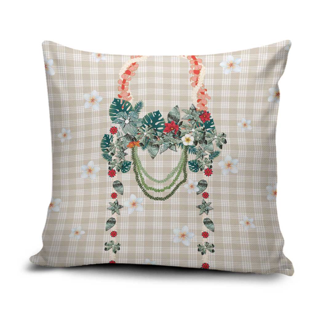 Brown Hawaiian Palaka Pillow Cover Kukui Nut Money Lei - Polynesian Pride