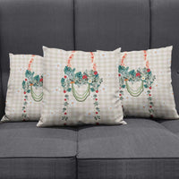 Brown Hawaiian Palaka Pillow Cover Kukui Nut Money Lei - Polynesian Pride