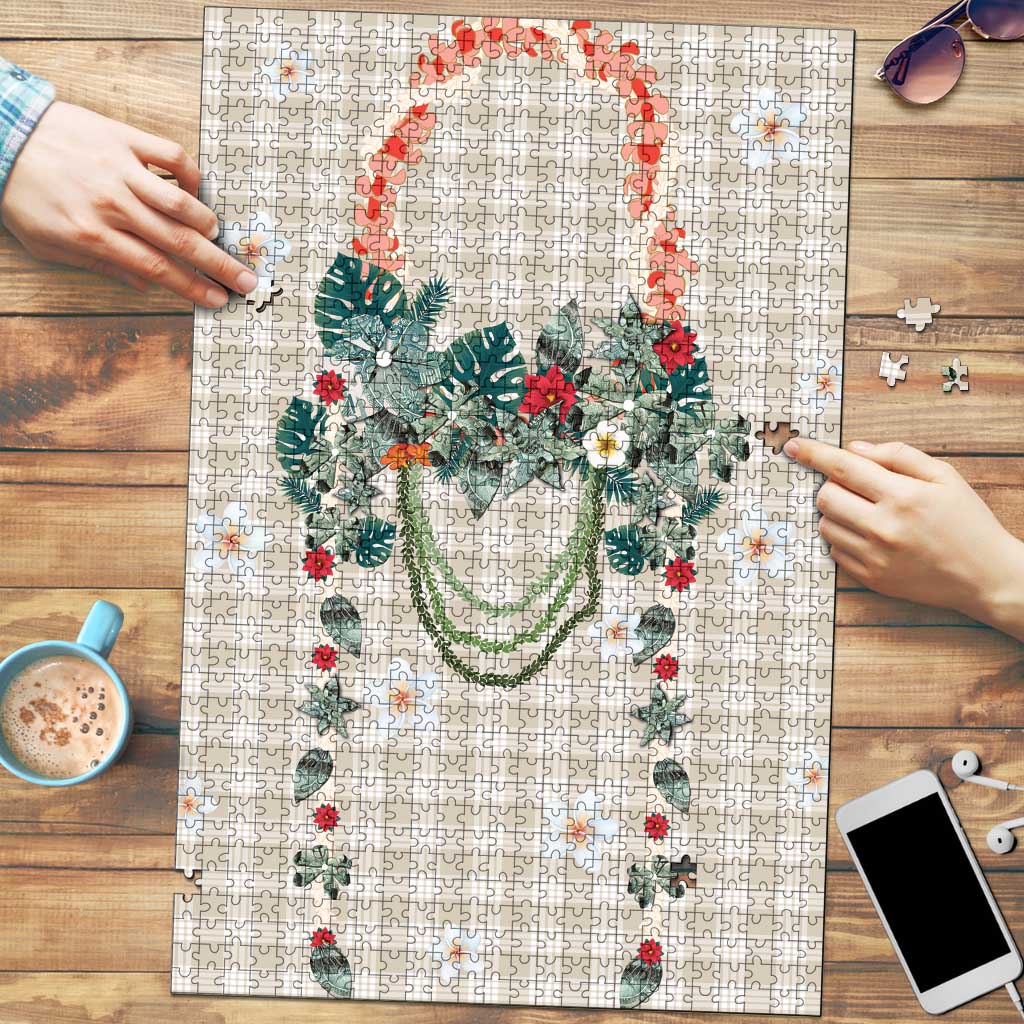 Brown Hawaiian Palaka Puzzle Kukui Nut Money Lei - Polynesian Pride