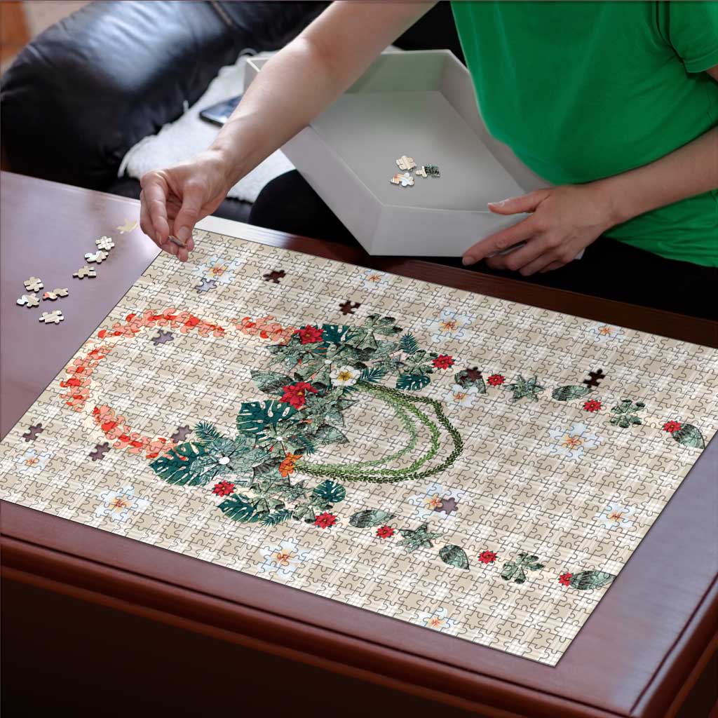 Brown Hawaiian Palaka Puzzle Kukui Nut Money Lei - Polynesian Pride