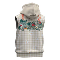 Brown Hawaiian Palaka Sleeveless Zip Hoodie Kukui Nut Money Lei - Polynesian Pride