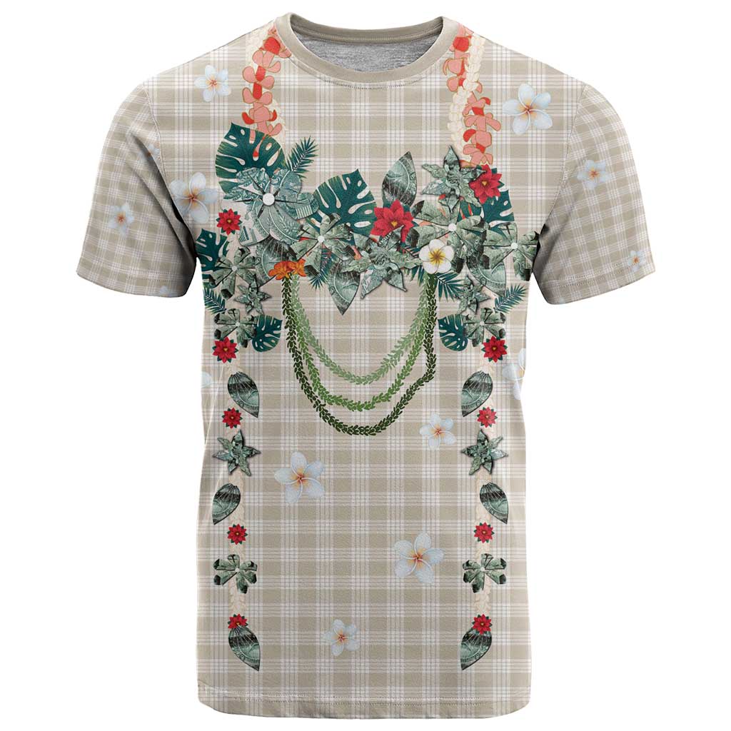 Brown Hawaiian Palaka T Shirt Kukui Nut Money Lei - Polynesian Pride