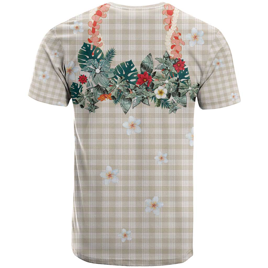 Brown Hawaiian Palaka T Shirt Kukui Nut Money Lei - Polynesian Pride