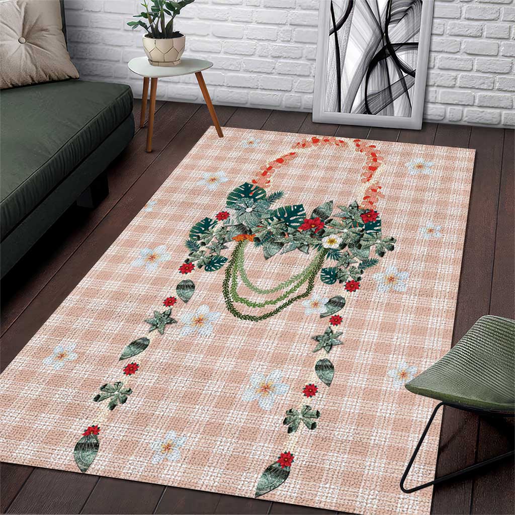 Peach Hawaiian Palaka Area Rug Kukui Nut Money Lei - Polynesian Pride
