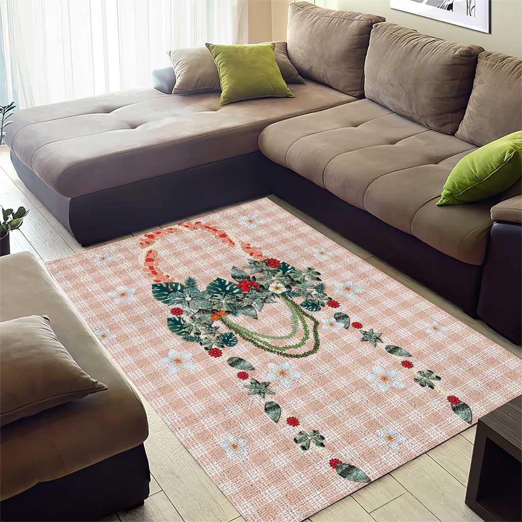 Peach Hawaiian Palaka Area Rug Kukui Nut Money Lei - Polynesian Pride
