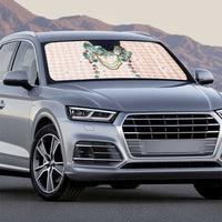 Peach Hawaiian Palaka Auto Sun Shade Kukui Nut Money Lei - Polynesian Pride