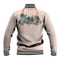 Peach Hawaiian Palaka Baseball Jacket Kukui Nut Money Lei - Polynesian Pride