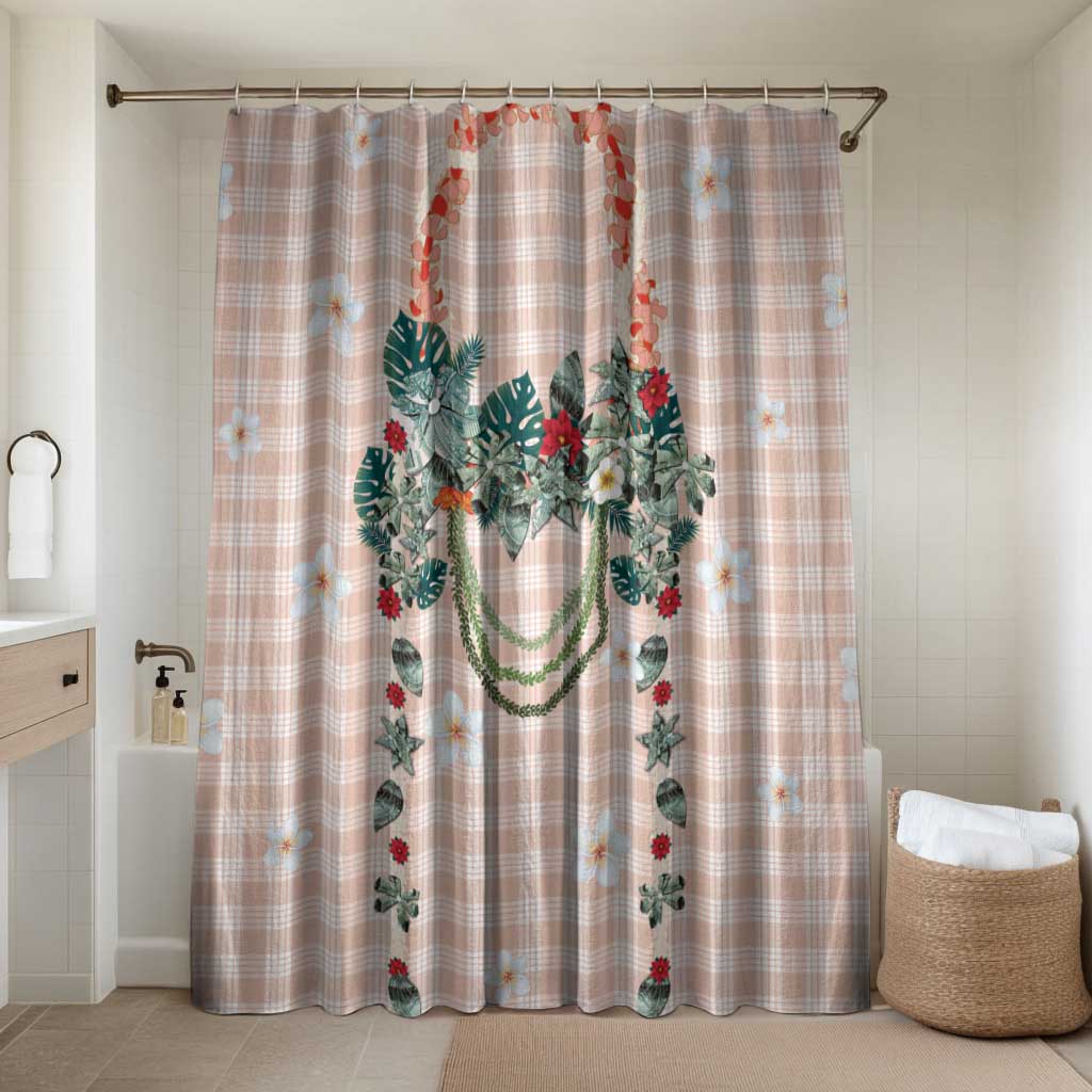 Peach Hawaiian Palaka Bathroom Set Kukui Nut Money Lei - Polynesian Pride