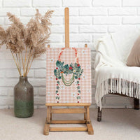 Peach Hawaiian Palaka Canvas Wall Art Kukui Nut Money Lei - Polynesian Pride