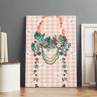 Peach Hawaiian Palaka Canvas Wall Art Kukui Nut Money Lei - Polynesian Pride