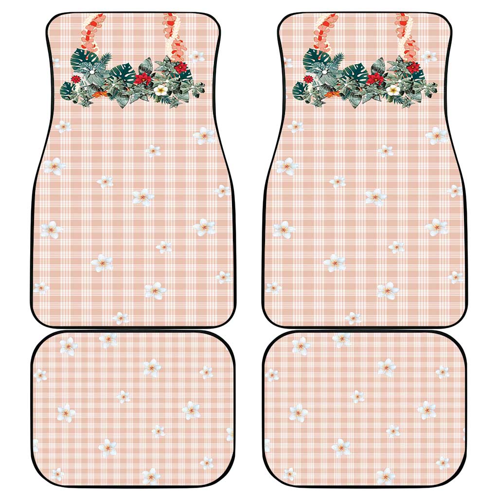 Peach Hawaiian Palaka Car Mats Kukui Nut Money Lei - Polynesian Pride