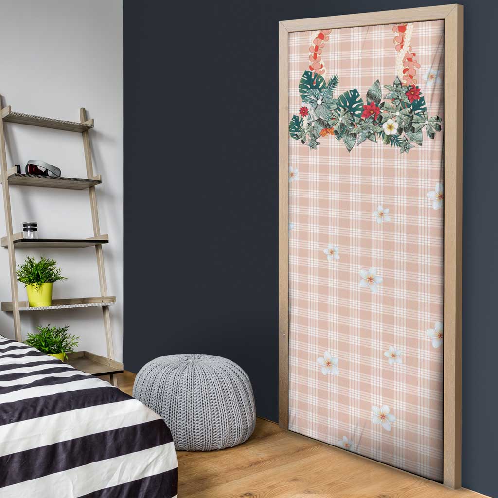 Peach Hawaiian Palaka Door Cover Kukui Nut Money Lei - Polynesian Pride