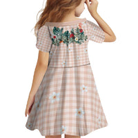 Peach Hawaiian Palaka Family Matching Short Sleeve Bodycon Dress and Hawaiian Shirt Kukui Nut Money Lei - Polynesian Pride