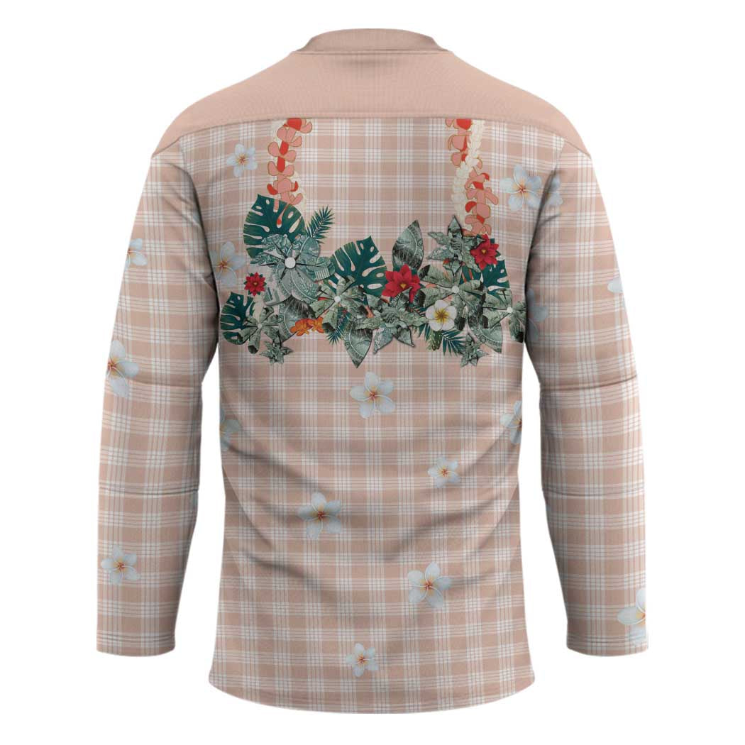 Peach Hawaiian Palaka Hockey Jersey Kukui Nut Money Lei - Polynesian Pride