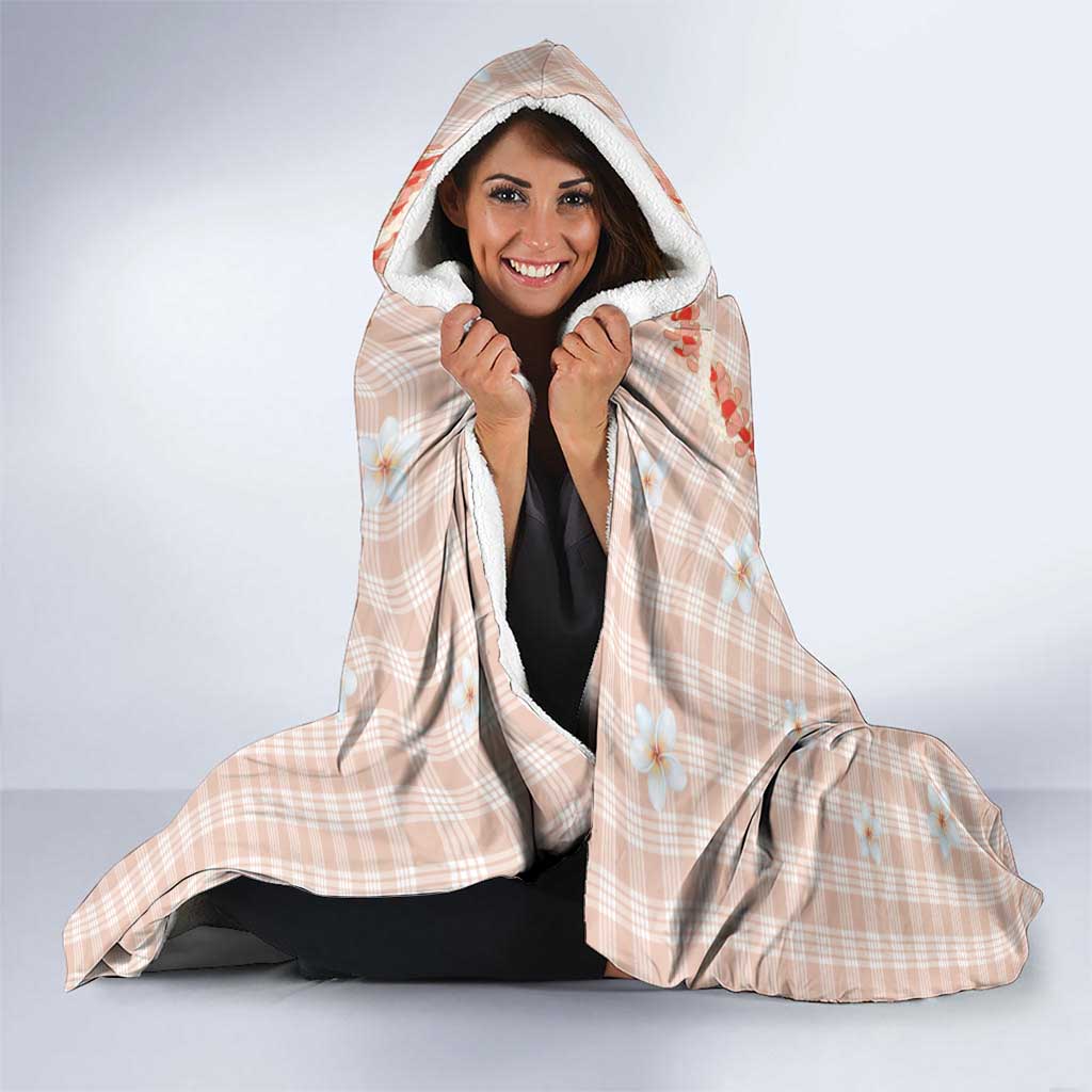 Peach Hawaiian Palaka Hooded Blanket Kukui Nut Money Lei - Polynesian Pride