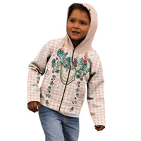Peach Hawaiian Palaka Kid Hoodie Kukui Nut Money Lei - Polynesian Pride