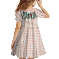 Peach Hawaiian Palaka Kid Short Sleeve Dress Kukui Nut Money Lei - Polynesian Pride