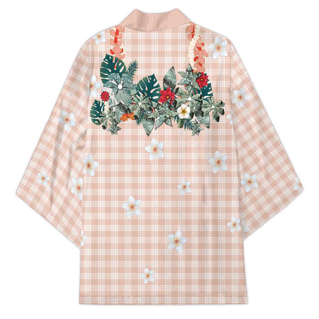 Peach Hawaiian Palaka Kimono Kukui Nut Money Lei - Polynesian Pride