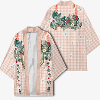 Peach Hawaiian Palaka Kimono Kukui Nut Money Lei - Polynesian Pride