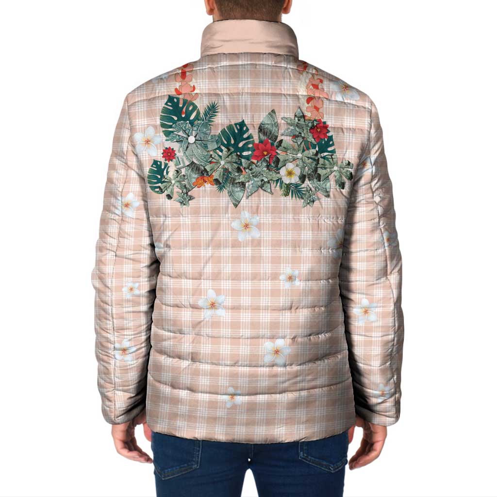 Peach Hawaiian Palaka Padded Jacket Kukui Nut Money Lei - Polynesian Pride